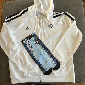 Mens ADIDAS Hooded Zip Jacket ALL STAR GAME 2013 Houston Size 2XL w/2 pair Socks